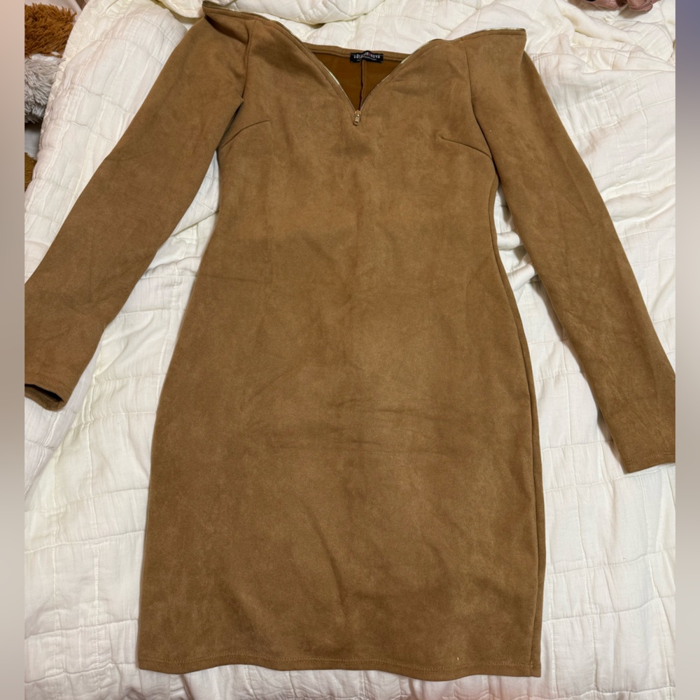 Brown suede dress